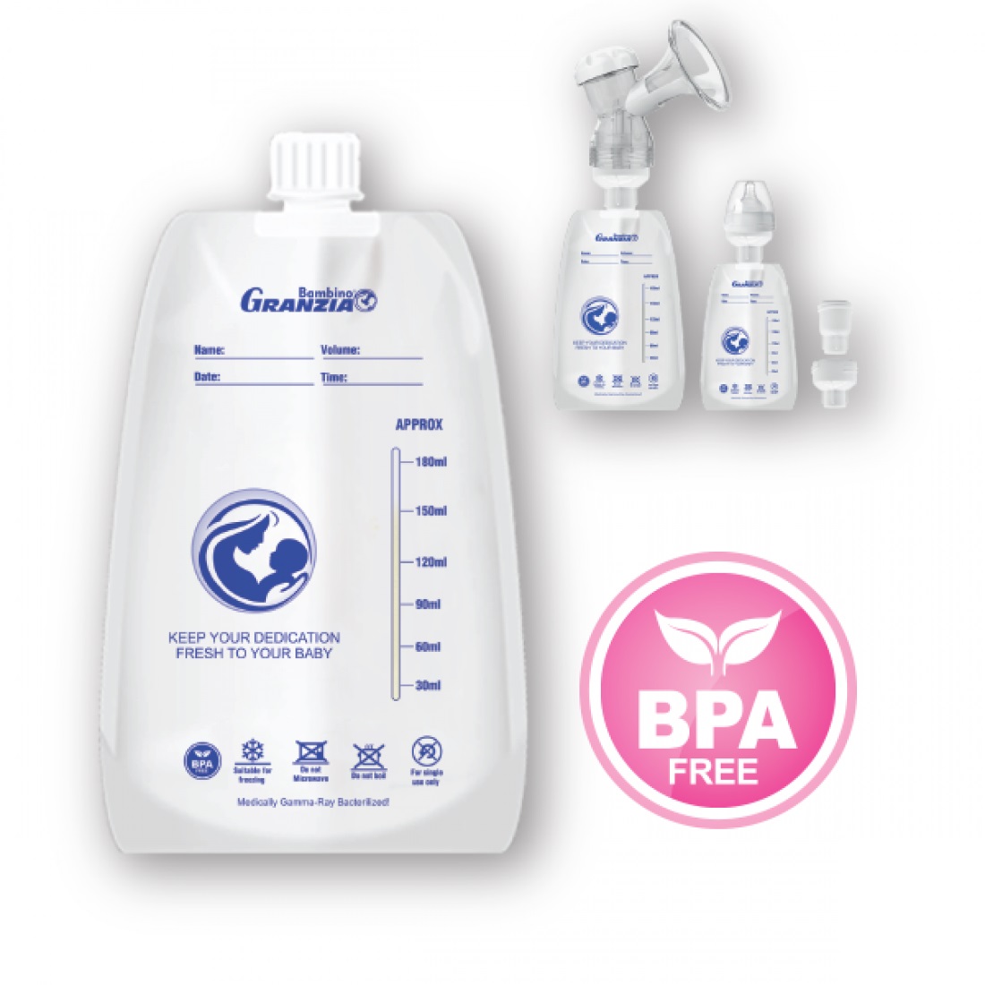 Milk bag - أكياس لحفظ حليب ثدي جرانزيا 180 مل - 30 كيس